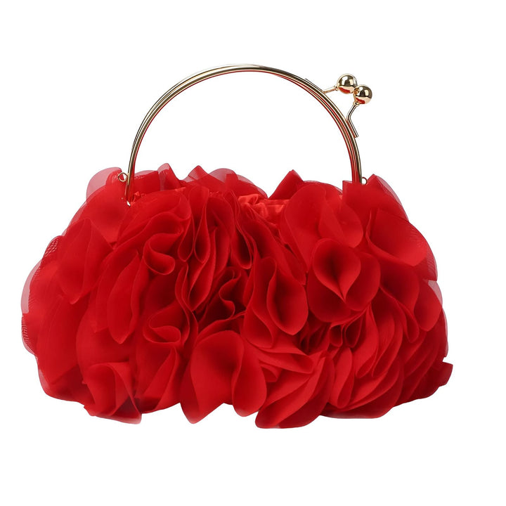 Pochette rouge à texture florale avec poignée dorée, 46193932239072,46193932271840,46193932304608,46193932337376
