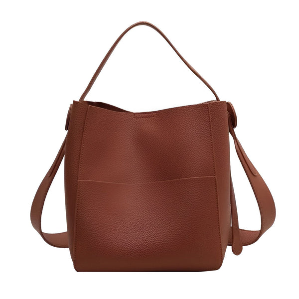 Sac bandoulière marron style cabas avec poches extérieures., 46193878270176,46193878302944,46193878335712,46193878368480