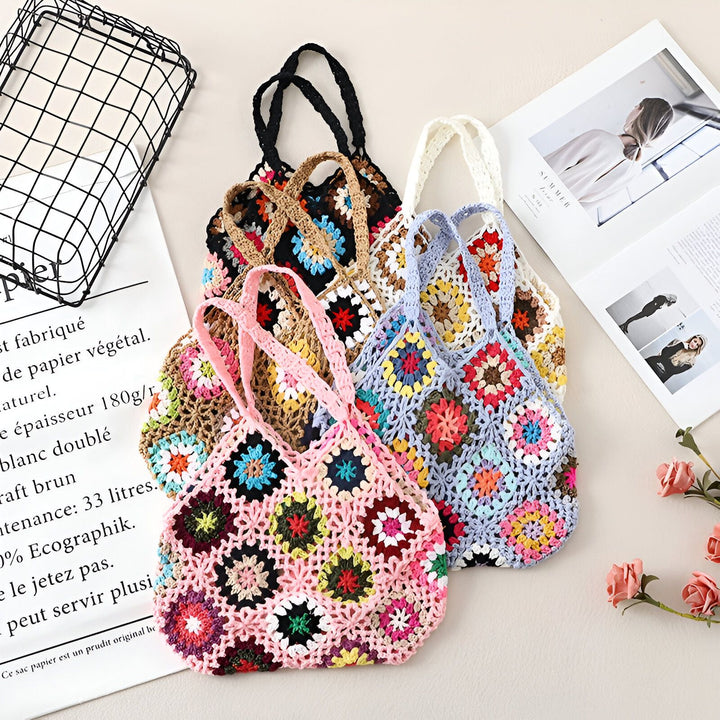 Lot de sacs cabas en crochet faits main aux motifs colorés., 46193947181280,46193947214048,46193947246816,46193947279584,46193947312352