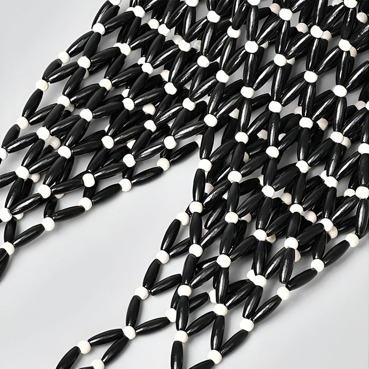 Motif de perles noires allongées et blanches, 46193944821984,46193944854752,46193944887520,46193944920288