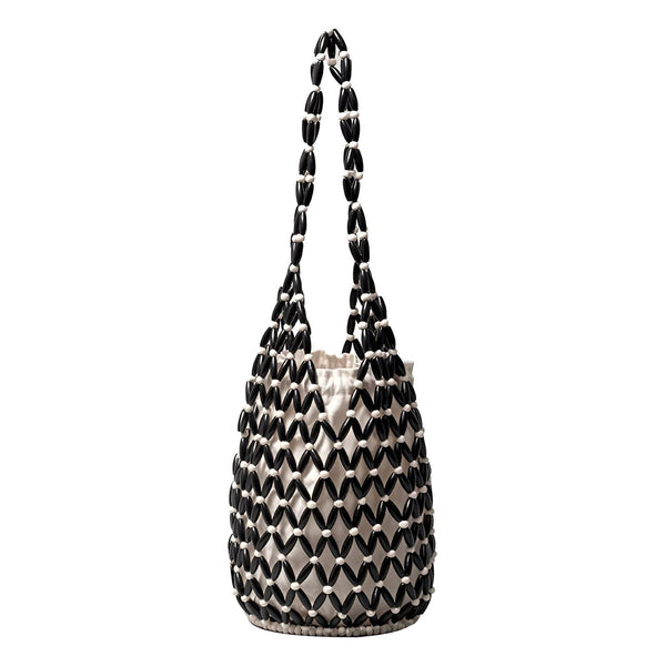 Sac seau en perles noires et blanches avec motif géométrique, 46193944821984,46193944854752,46193944887520,46193944920288