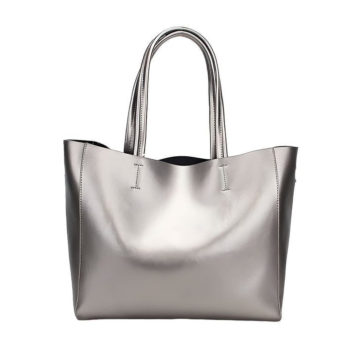 Sac fourre-tout argenté brillant sur fond blanc., 46193841406176,46193841438944,46193841471712,46193841504480,46193841537248