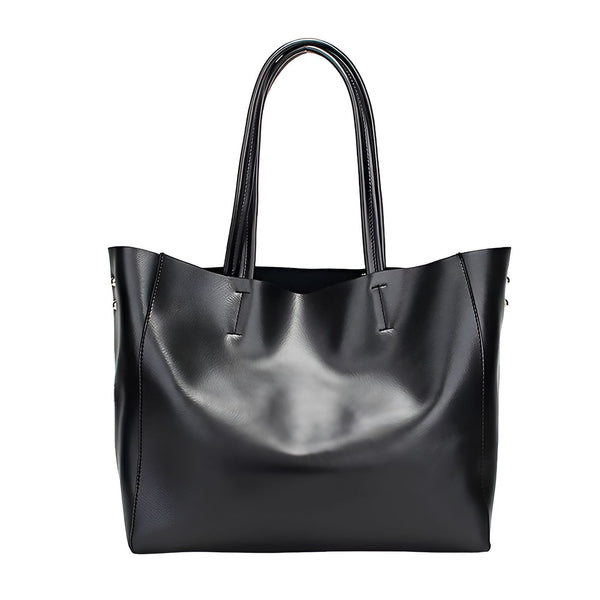 Sac cabas en cuir noir avec anses sur fond blanc, 46193841406176,46193841438944,46193841471712,46193841504480,46193841537248