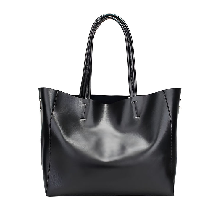 Sac cabas en cuir noir avec anses sur fond blanc, 46193841406176,46193841438944,46193841471712,46193841504480,46193841537248