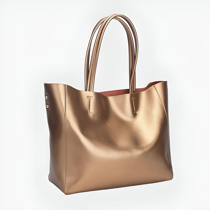 Sac cabas brillant couleur bronze avec poignées fines., 46193841406176,46193841438944,46193841471712,46193841504480,46193841537248