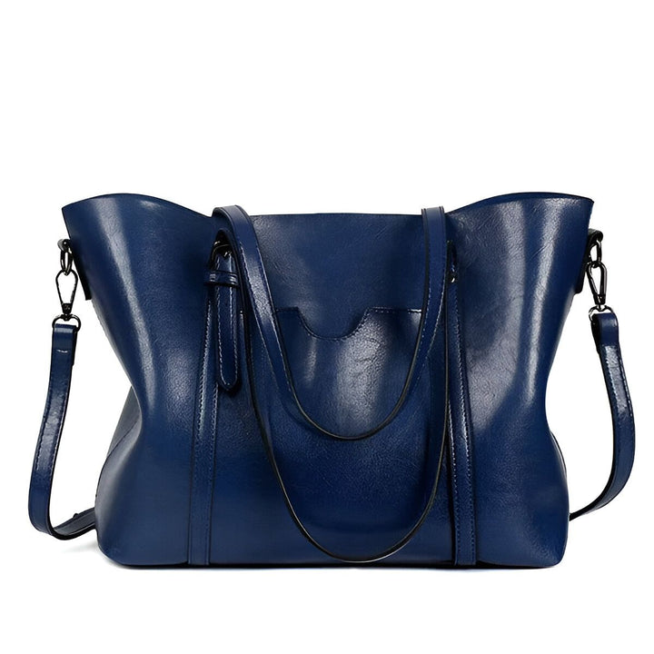 Sac à main bleu foncé en cuir synthétique avec poche avant et bandoulière ajustable., 46194050695392,46194050728160,46194050760928,46194050793696,46194050826464