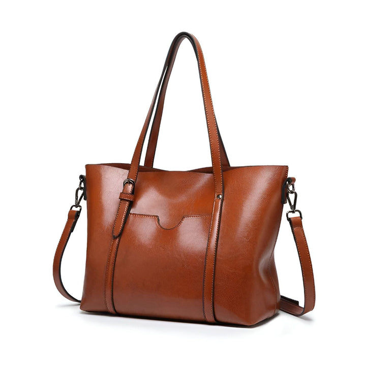 Élégant sac cabas en cuir marron avec bandoulière amovible, 46194050695392,46194050728160,46194050760928,46194050793696,46194050826464