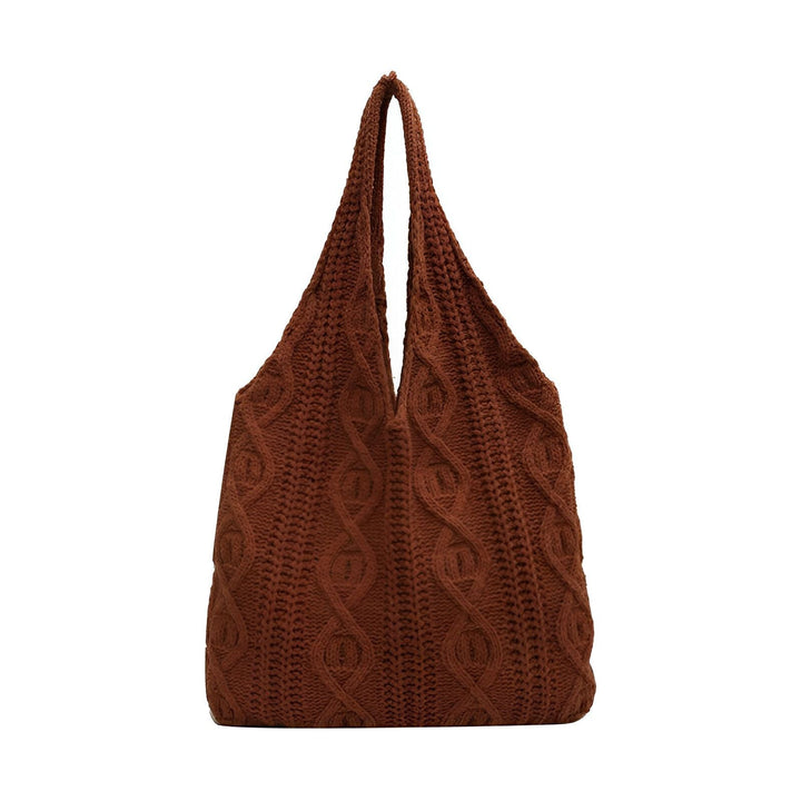 Sac cabas marron tricoté avec motifs torsadés, 46193946886368,46193946919136,46193946951904,46193946984672,46193947017440