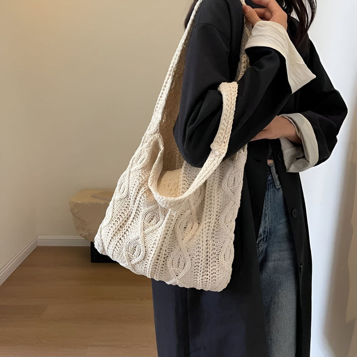 Grand Sac Cabas Femme en Laine Tressée Épaule et Main,46193946886368,46193946919136,46193946951904,46193946984672,46193947017440