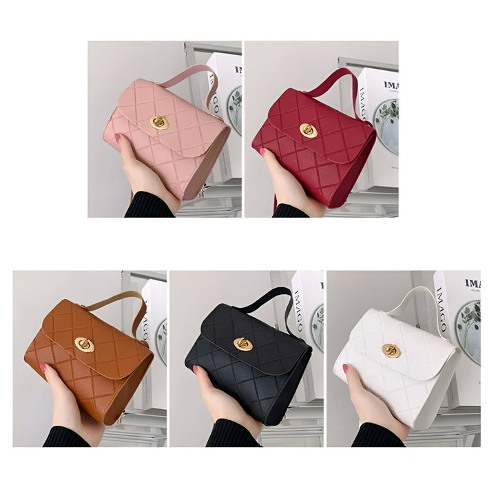 Collection de 5 sacs à main matelassés : rose, rouge, marron, noir et blanc., 46262729408736,46262729441504,46262729474272,46262729507040,46262729539808