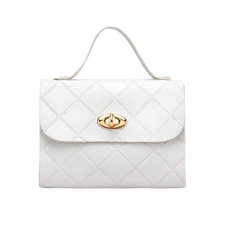 Sac à main blanc matelassé, poignée, fermoir doré., 46262729408736,46262729441504,46262729474272,46262729507040,46262729539808