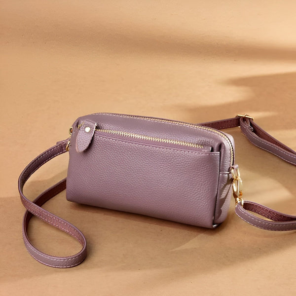 Petit sac bandoulière en cuir grainé mauve pour femme, 46266441924832,46266441957600,46266441990368
