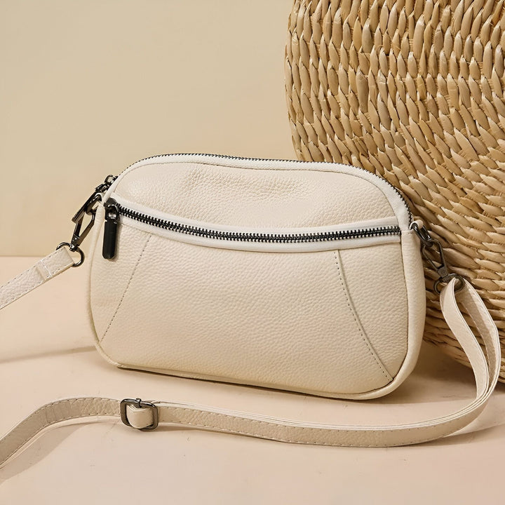 Sac bandoulière en cuir blanc avec fermetures éclair, 46264208556256,46264208589024
