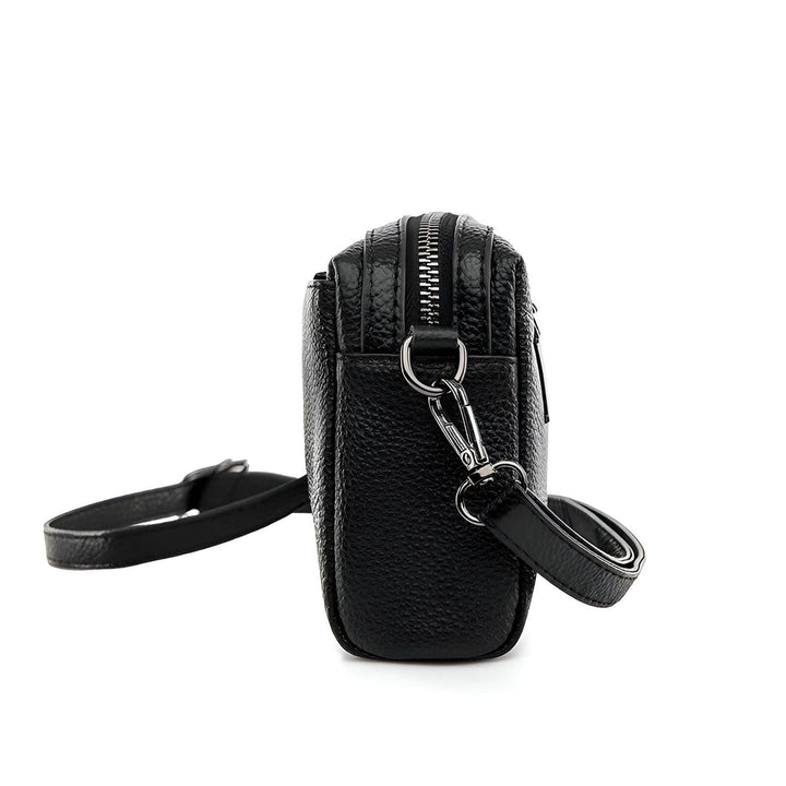 Sac bandoulière noir en cuir texturé, 46266441760992,46266441793760
