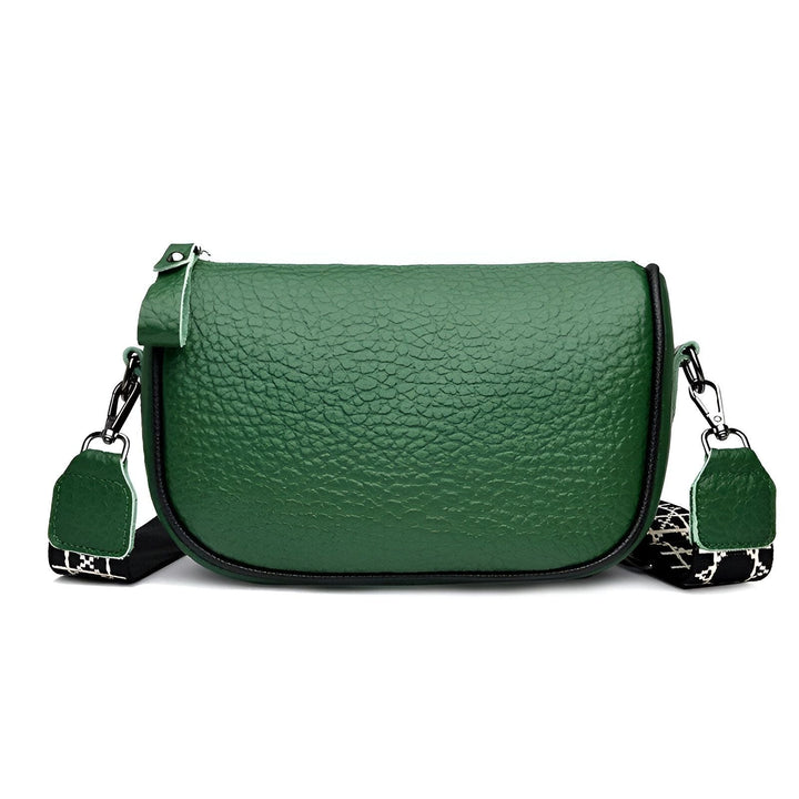 Sac bandoulière vert en cuir texturé avec sangle à motif., 46264208425184,46264208457952,46264208490720,46264208523488
