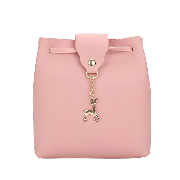 Sac seau rose avec cordon de serrage et breloque cerf doré, 46262994305248,46262994338016,46262994370784,46262994403552,46262994436320,46262994469088