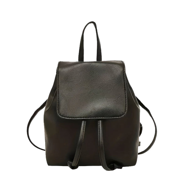Sac à dos noir simple en simili cuir avec rabat, 46194001805536,46194001838304