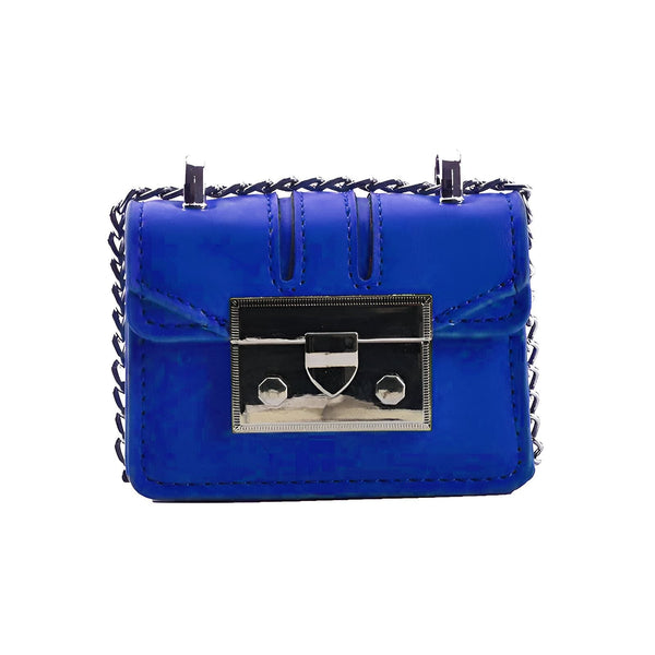 Sac à main bleu mini avec chaîne et fermoir métallique., 46193972642016,46193972674784,46193972707552,46193972740320,46193972773088,46193972805856