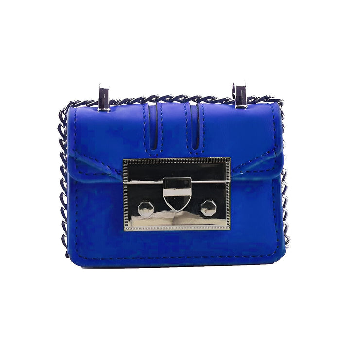 Sac à main bleu mini avec chaîne et fermoir métallique., 46193972642016,46193972674784,46193972707552,46193972740320,46193972773088,46193972805856