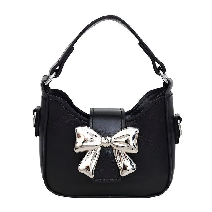 Sac à main noir avec grand nœud papillon argenté, 46262992732384,46262992765152,46262992797920,46262992830688,46262992863456