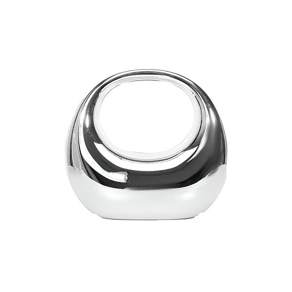 Objet décoratif métallique chromé avec ouverture ovale, 46194015502560,46194015535328,46194015568096,46194015600864,46194015633632,46194015666400
