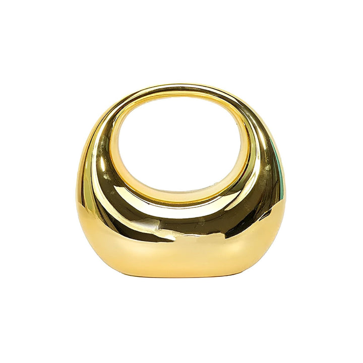 Objet décoratif doré brillant avec trou ovale., 46194015502560,46194015535328,46194015568096,46194015600864,46194015633632,46194015666400