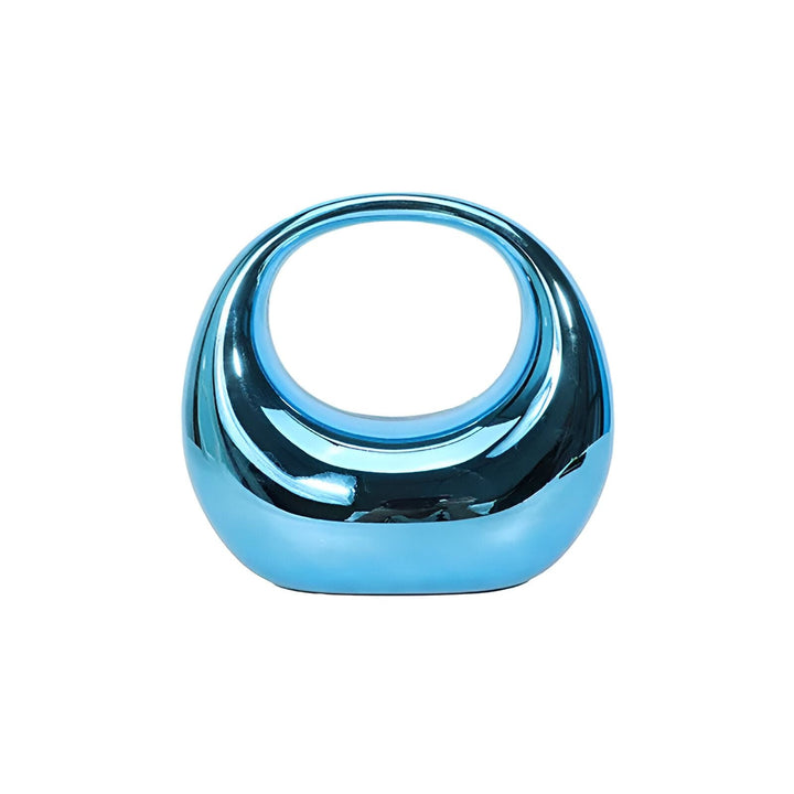 Objet décoratif bleu métallique brillant forme ovale creuse, 46194015502560,46194015535328,46194015568096,46194015600864,46194015633632,46194015666400