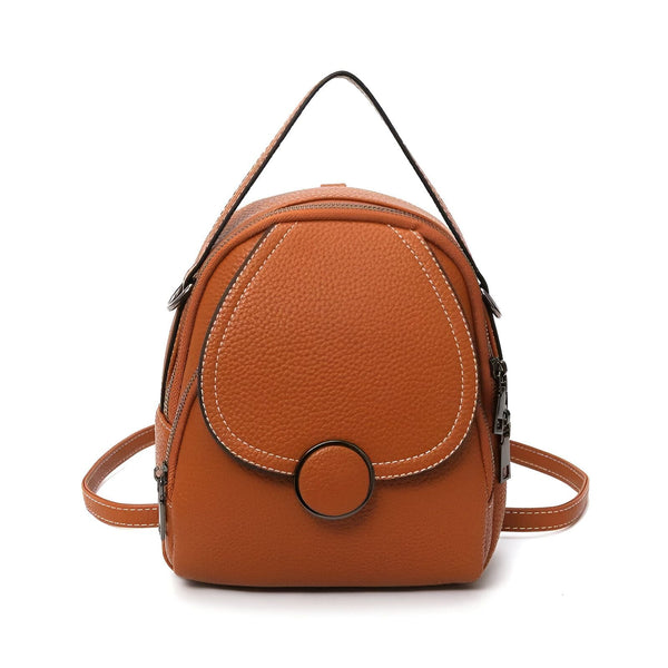 Mini sac à dos en cuir marron avec rabat et détail anneau, 46194000822496,46194000855264,46194000888032