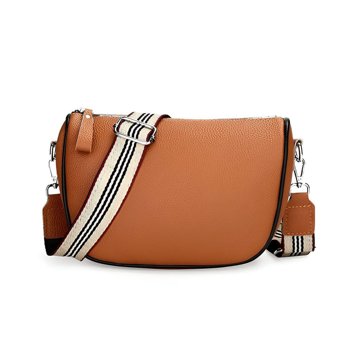 Sac bandoulière en cuir camel avec sangle rayée, 46262995747040,46262995779808,46262995812576,46262995845344