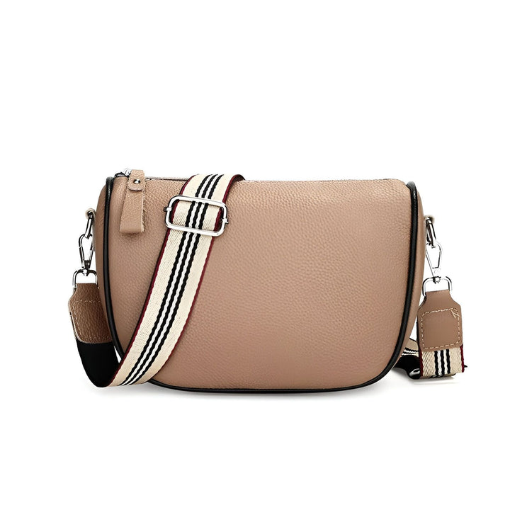 Sac bandoulière en cuir beige avec sangle rayée, 46262995747040,46262995779808,46262995812576,46262995845344