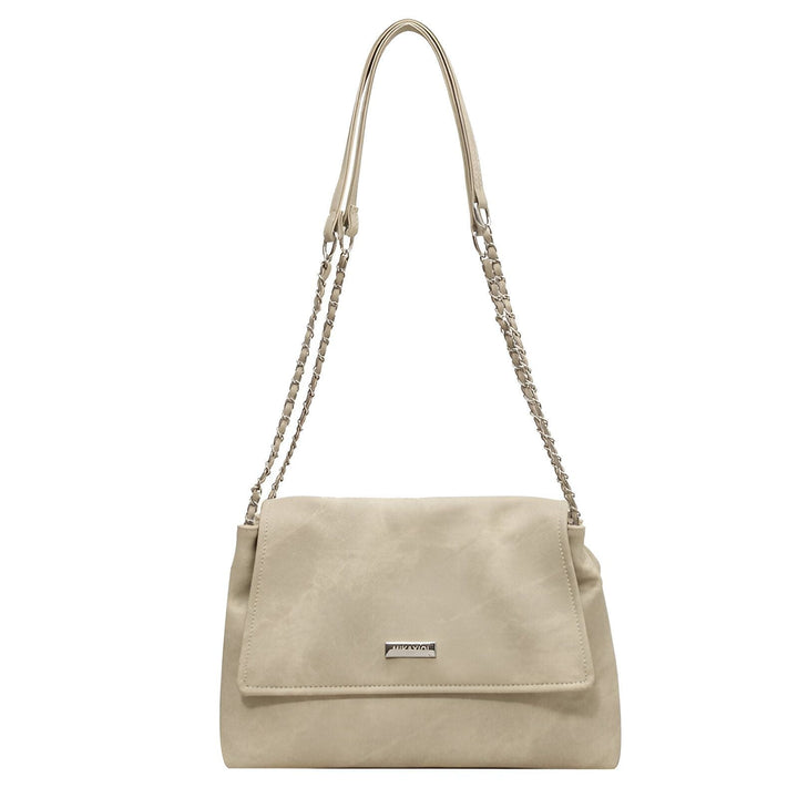 Sac à main beige à rabat et bandoulière chaîne, 46193885544672,46193885577440,46193885610208,46193885642976