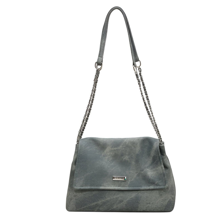 Sac à main gris effet suédé avec bretelles chaîne argentée., 46193885544672,46193885577440,46193885610208,46193885642976