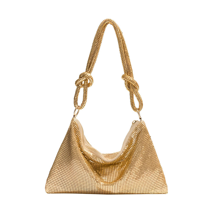 Sac à main doré scintillant en maille avec anses nouées, 46194028642528,46194028675296,46194028708064
