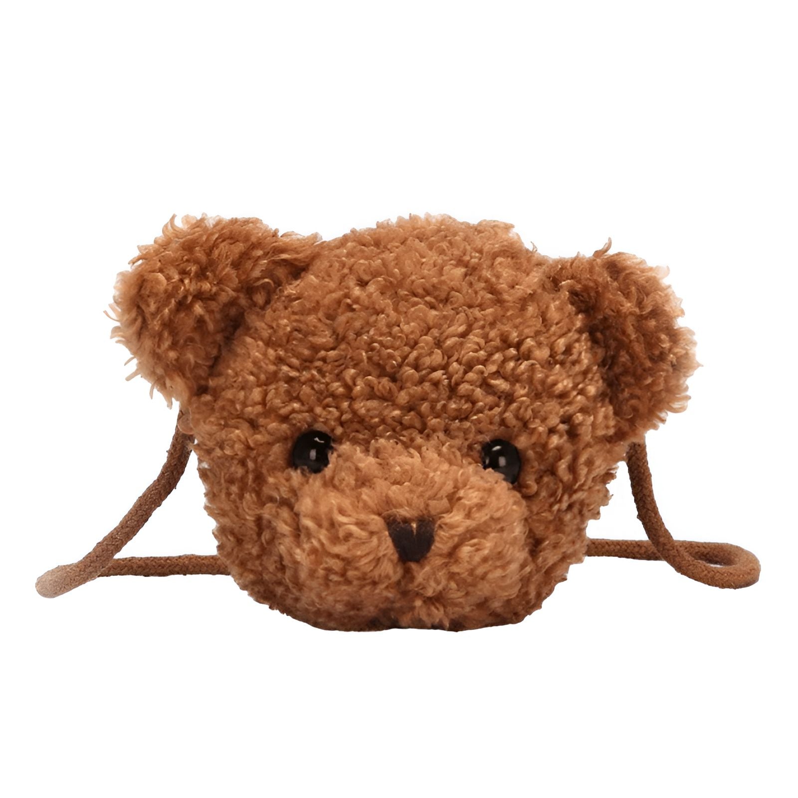 Un petit sac à main en forme d'ours en peluche marron.