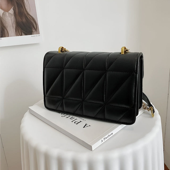 Sac matelassé noir avec chaîne dorée, 46193949049056
