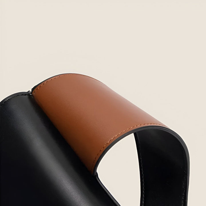 Sangle en cuir marron et noir avec surpiqûre, 46194016420064
