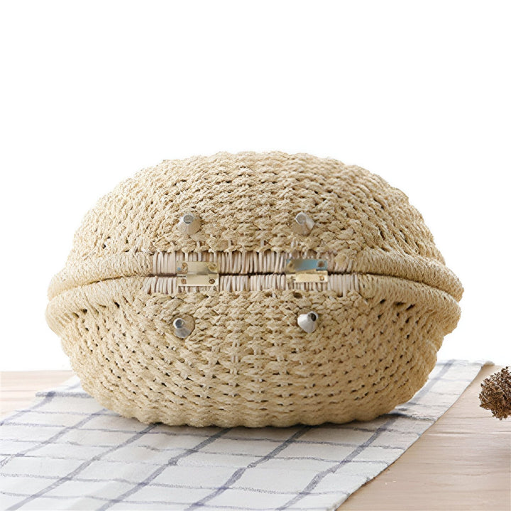 Panier tressé en forme de coque de noix fermé avec charnières., 46193945706720,46193945739488,46193945772256,46193945805024,46193945837792