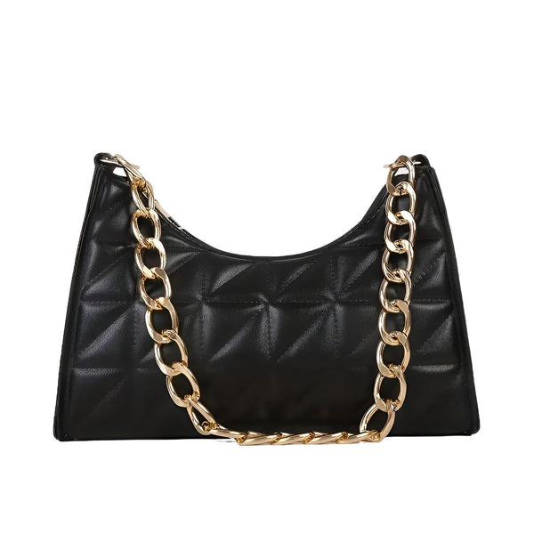 Sac à main noir matelassé avec chaîne dorée, 46193937350880,46193937383648,46193937416416