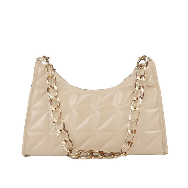 Sac à main beige matelassé avec anse chaîne dorée, 46193937350880,46193937383648,46193937416416