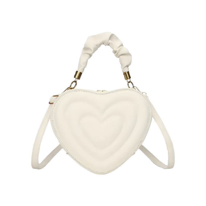 Sac à main blanc en forme de cœur avec anse froncée et bandoulière, 46193876402400,46193876435168,46193876467936,46193876500704