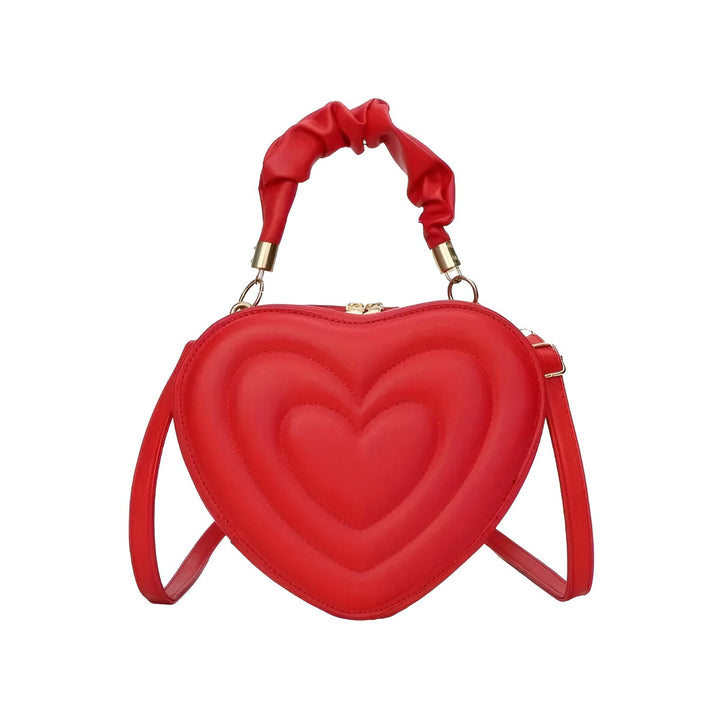 Sac à main rouge en cœur matelassé avec anse froncée, 46193876402400,46193876435168,46193876467936,46193876500704