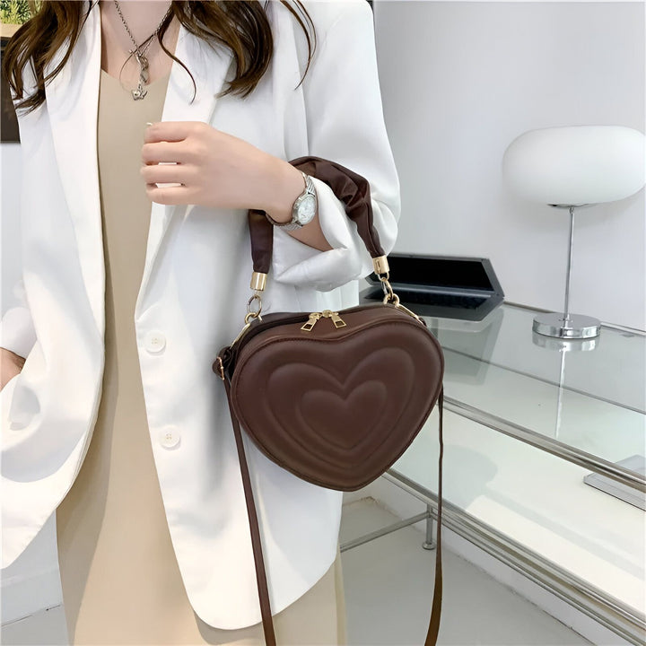 Sac à main marron en forme de cœur avec bandoulière, 46193876402400,46193876435168,46193876467936,46193876500704