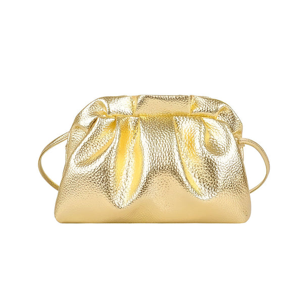 Pochette dorée plissée texturée avec anses, 46194047975648