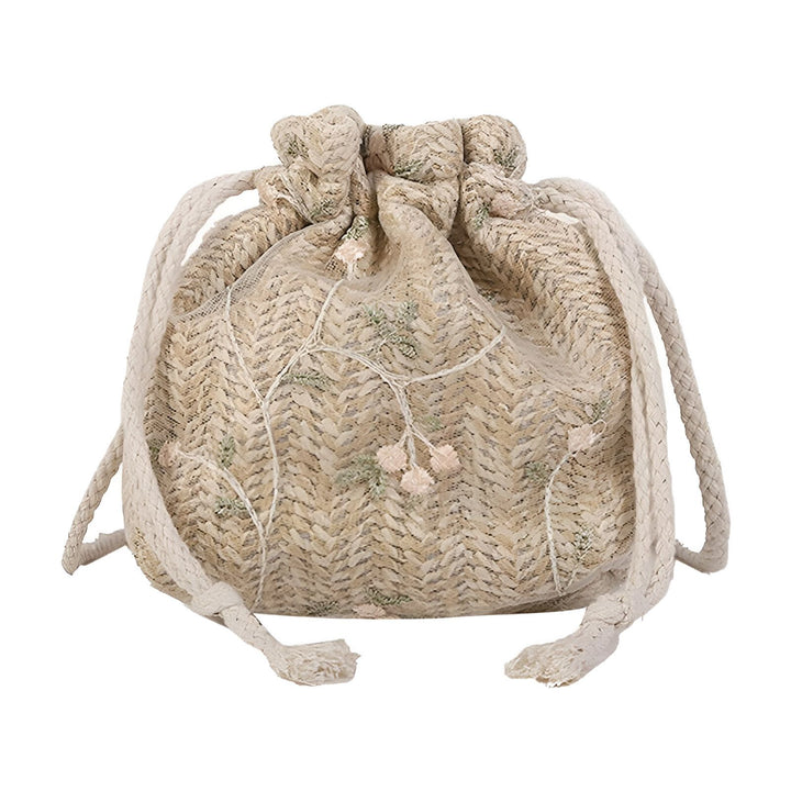 Sac bourse beige avec broderies florales et cordon coulissant., 46193944494304,46193944527072,46193944559840