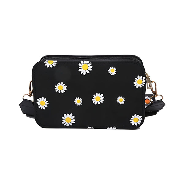 Sac bandoulière noir avec motif marguerites blanches, 46193876795616,46193876828384,46193876861152,46193876893920