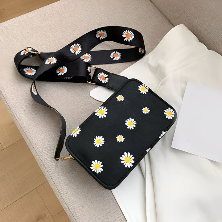 Sac noir bandoulière avec motif marguerites blanches, 46193876795616,46193876828384,46193876861152,46193876893920