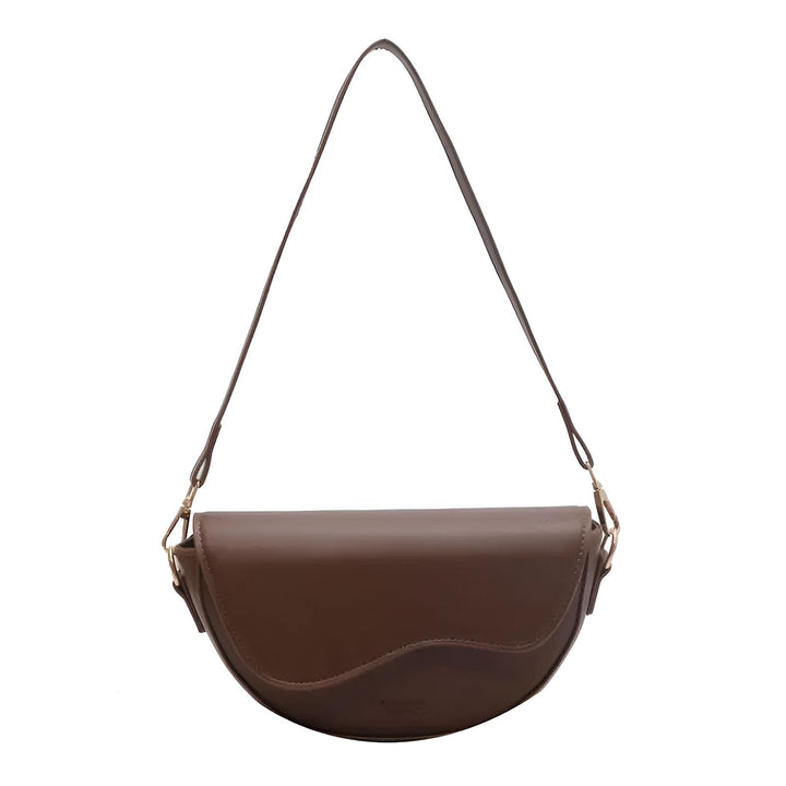 Sac à bandoulière marron en cuir lisse, forme demi-lune avec anse fine., 46194067079392,46194067112160,46194067144928
