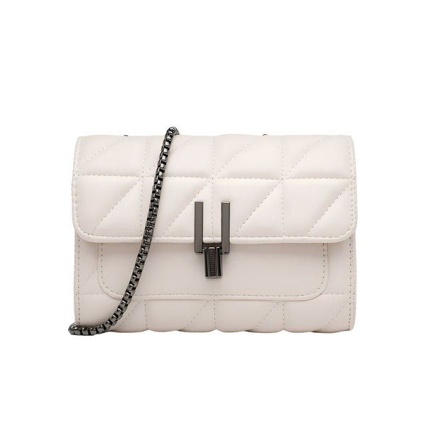Sac à main blanc matelassé avec chaîne et fermoir métallique, 46193948950752,46193948983520