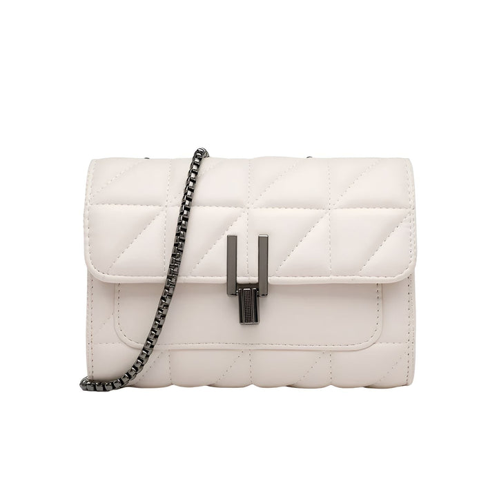 Sac à main blanc matelassé avec chaîne et fermoir métallique, 46193948950752,46193948983520