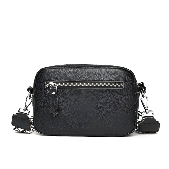 Sac bandoulière noir en cuir grainé avec poche zippée sur le devant, 46194065080544,46194065113312,46194065146080,46194065211616,46194065244384